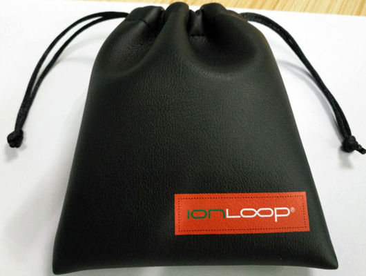 Silkscreen Biodegradable Drawstring Pouch Bags Small Custom PU Leather Nanometer