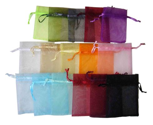 ISO9001 Eco Sheer Drawstring Gift Bags , 0.5mm Cord Custom Organza Bags