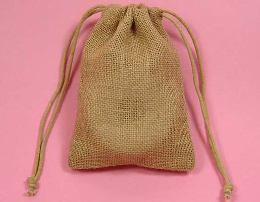TUV 13cm Drawstring Pouch Bags Linen Jute Jewelry Burlap Gift Sacks SGS
