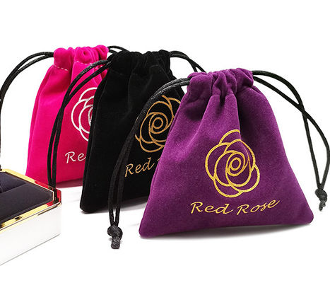 BSCI 135mm Velvet Drawstring Pouch Custom Mini Fabric Silkscreen Printed bag