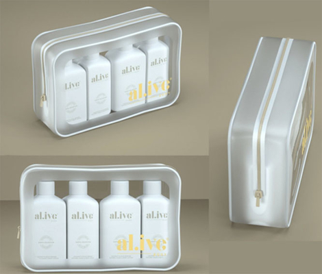 Custom Heat Seal PVC Clear Plastic Makeup Bag With Zipper toiletry packaging