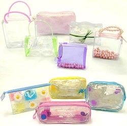 0.3mm SMETA PVC Plastic Pouch Transparent Zipper Makeup Cosmetic Bag EN71
