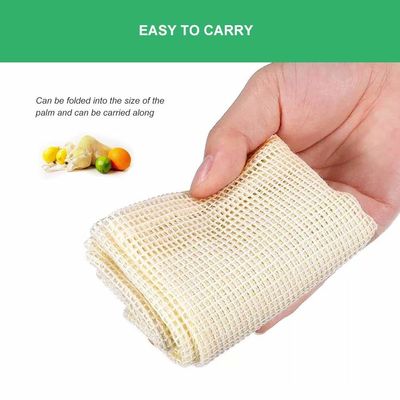 ISO9005 Reusable Cotton Grocery Bags Mesh Produce Bags With OEM Logo