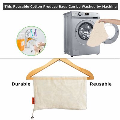 ISO9002 BSCI Reusable Cotton Grocery Bags Mesh Net Drawstring Bag GOTS