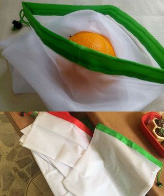 BRC GOTS Drawstring Mesh Pouch , SEDEX 4P Mesh Grocery Produce Bags Washable