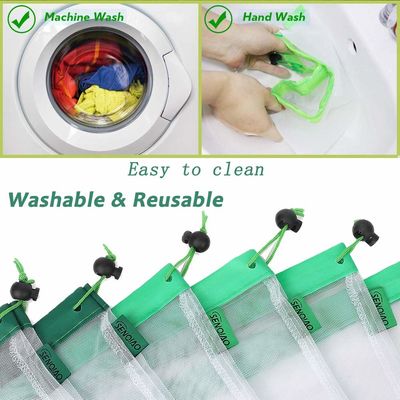 GOTS Compostable Nylon Mesh Drawstring Bags , SGS Reusable Vegetable Storage Bags
