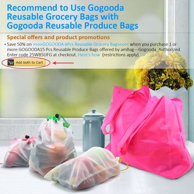 TUV Recycled Reusable Mesh Produce Bags , GOTS Drawstring Net Bag Foldable