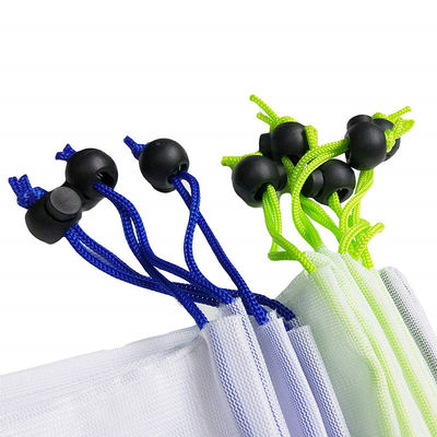 TUV Recycled Reusable Mesh Produce Bags , GOTS Drawstring Net Bag Foldable