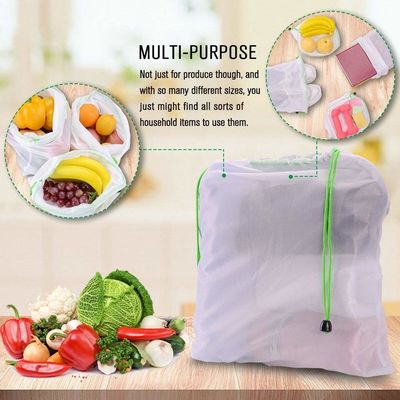 ISO9000 TUV Nylon Mesh Drawstring Bags RPET Produce Bags For Fruits Vegetables