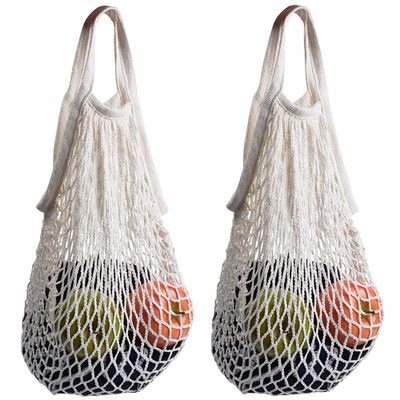 SGS Mesh Market Tote , Recycled Foldable SMETA GOTS Cotton String Shopping Bag