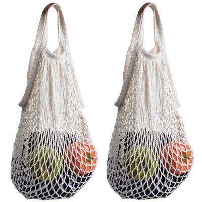 SGS Mesh Market Tote , Recycled Foldable SMETA GOTS Cotton String Shopping Bag