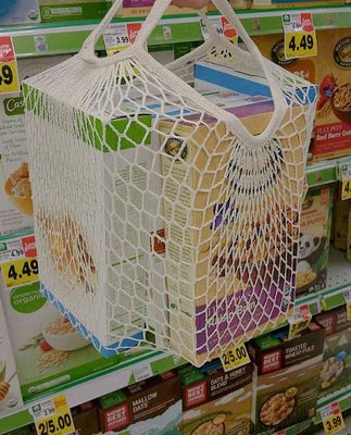 SGS Mesh Market Tote , Recycled Foldable SMETA GOTS Cotton String Shopping Bag