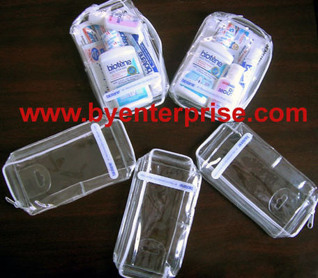 7P Free EN71 Clear PVC Travel Bag Plastic Wash Bag Zipper 0.15mm