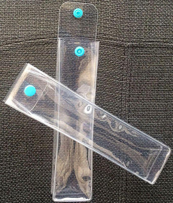 0.4mm BSCI PVC Plastic Pouch bag Cosmetic Custom Stand Up With Snap Button BRC