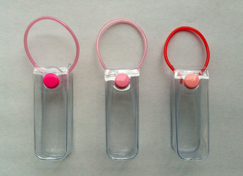 SCCP BPA PVC Button Bag , ISO9000 Clear PVC Cosmetic Bag Portable case