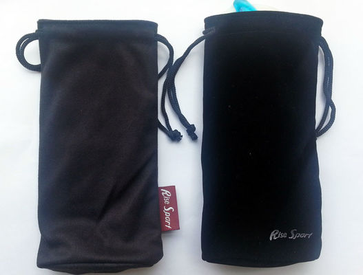 SGS Black Velvet Drawstring Bag , Biodegradable TUV Suede Drawstring Pouch Jewellery