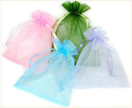 ISO14001 10x15cm Promotional Drawstring Bags Recyclable Organza Packaging