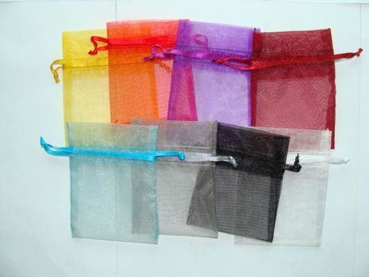 ISO9001 Eco Sheer Drawstring Gift Bags , 0.5mm Cord Custom Organza Bags
