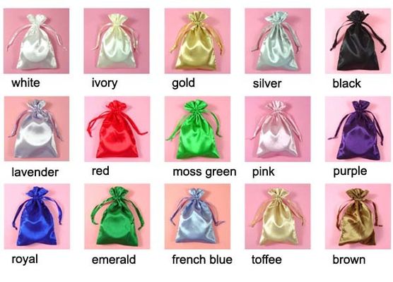 BRC Packaging Drawstring Bags Satin Jewelry Pouch Faux Silk Overlocked