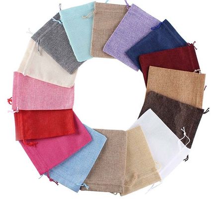 SA8000 5X6&quot; Promotional Drawstring Bags Burlap Linen Jute For Gift Packaging SGS
