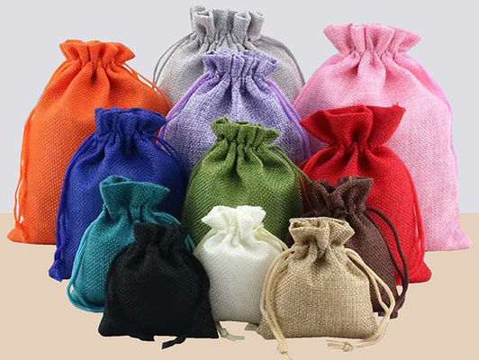 Pantone 50cm Jewelry Drawstring Pouch Linen Jute Burlap Bags Heat Transfer TUV