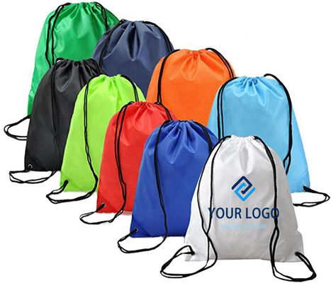 BSCI BRC Polyester Drawstring Pouch , RPET Foldable Drawstring Backpack