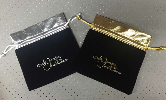 BRC 12.5cm Jewelry Drawstring Pouch Mini Small Black Velvet Bags RoHS Custom Printed