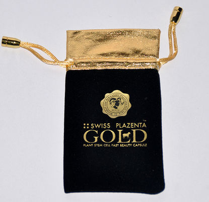 BRC 12.5cm Jewelry Drawstring Pouch Mini Small Black Velvet Bags RoHS Custom Printed