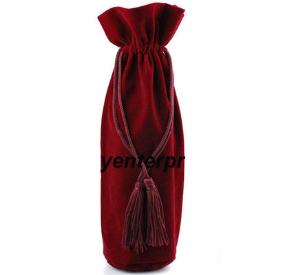 RoHS Flannel Packaging Drawstring Bags Velvet Wine Bottle Bag ISO9000