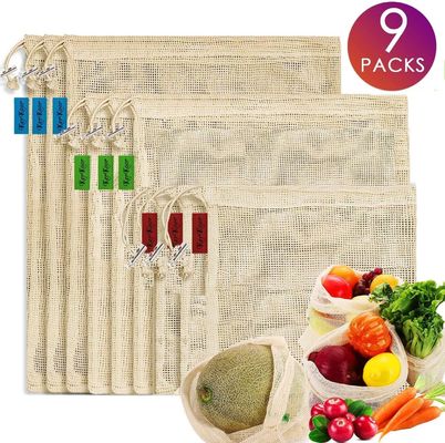 SA8000 TUV Organic Cotton Drawstring Bags Reusable Shopping Produce Bags OEM