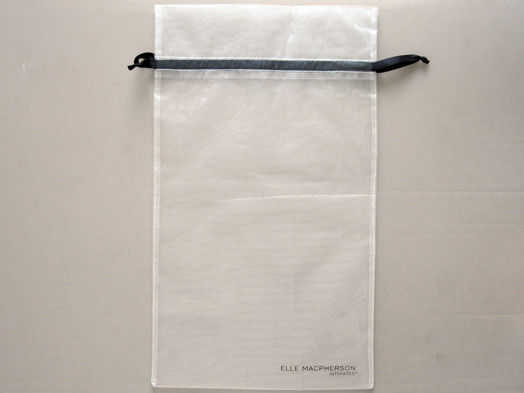 CMYK Organza Drawstring Gift Bags Gravure Offset Print , Ribbon Organza Bag Pouch