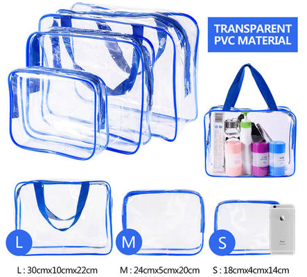 EN71 ISO9001 Zippered Gift Bags Clear Plastic Cosmetic Travel Bag 0.3mm
