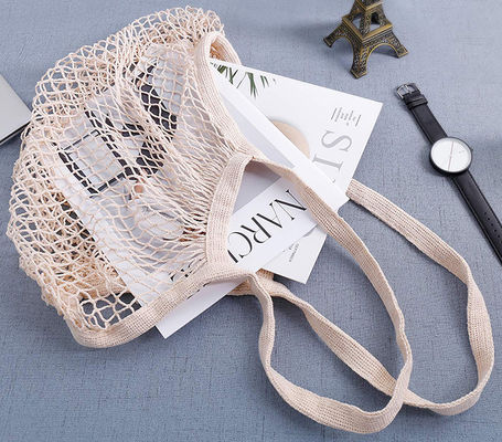 RoHS GOTS Reusable Cotton Produce Grocery Bags Net Shopping Bag Washable Foldable TUV