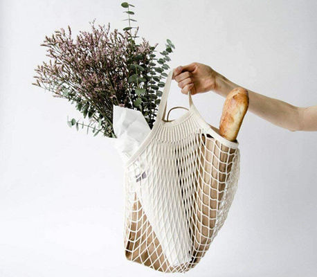 SA8000 SEDEX 4P Reusable Cotton Grocery Bags Mesh Reusable Washable Foldable OEM