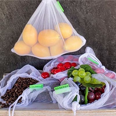 ISO14001 SMETA Nylon Mesh Drawstring Bags Produce Polyester For Grocery BRC