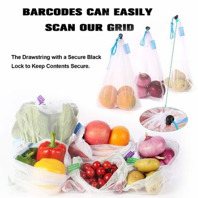 ISO14001 SMETA Nylon Mesh Drawstring Bags Produce Polyester For Grocery BRC