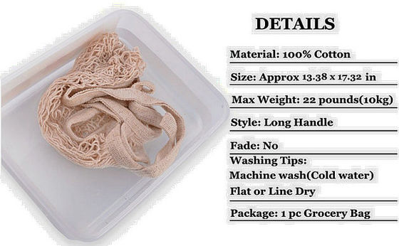 ISO9000 SMETA Reusable Cotton Grocery Bags Foldable Mesh Net Shopping Bag 120g