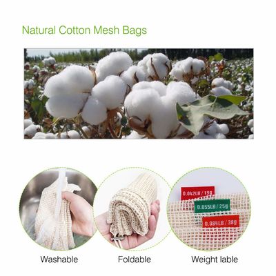 ISO9000 30cm Biodegradable Mesh Bags , GOTS Drawstring Produce Bags
