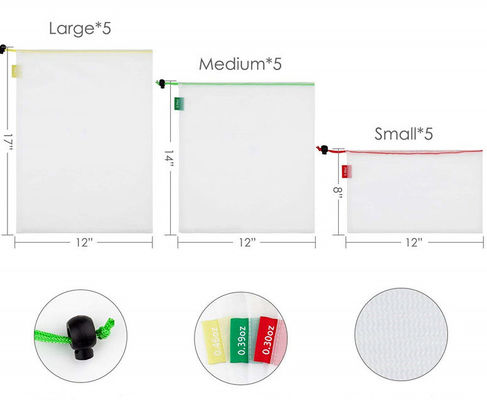 ISO9000 TUV Nylon Mesh Drawstring Bags RPET Produce Bags For Fruits Vegetables