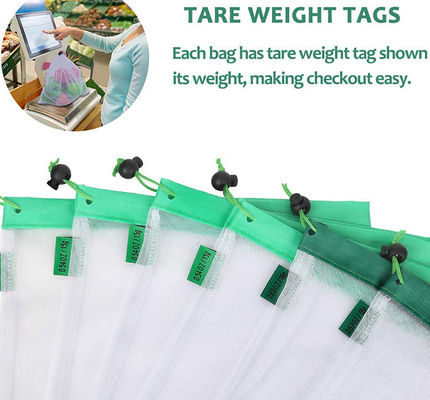 GOTS Compostable Nylon Mesh Drawstring Bags , SGS Reusable Vegetable Storage Bags