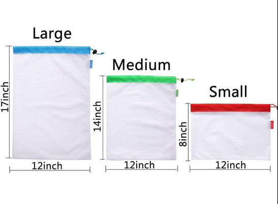 BRC GOTS Drawstring Mesh Pouch , SEDEX 4P Mesh Grocery Produce Bags Washable