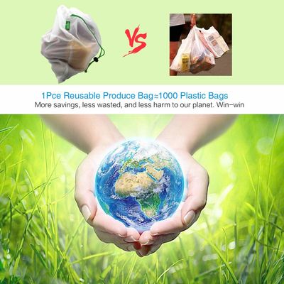 SMETA RPET Drawstring Produce Bag Organic Fabric Reusable GOTS For Grocery