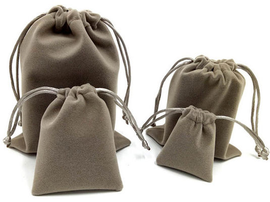 BSCI Drawstring Velvet Bags , Recyclable Flannel Velvet Favour Bags For Jewelry