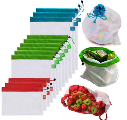Heavy Duty Reusable RPET Mesh Produce Bags For Fruit And Vegetable Storage