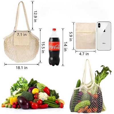 Organic Drawstring Cotton Mesh Produce Bags Washable Eco Friendly