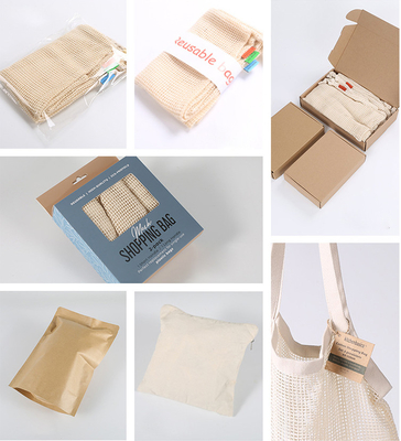 Organic Drawstring Cotton Mesh Produce Bags Washable Eco Friendly